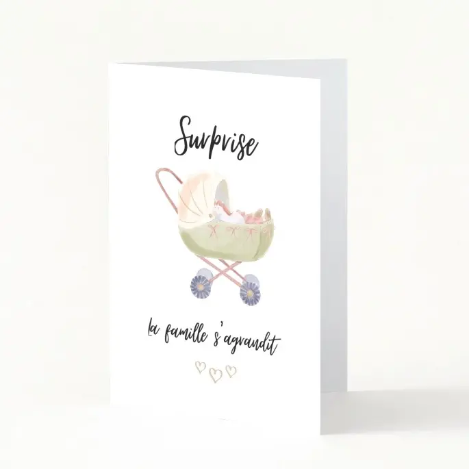 Carte de Naissance poussette, surprise la famille s'agrandit