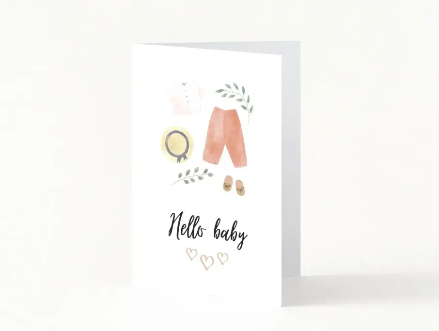 Carte Naissance, Hello baby , tenue d'été