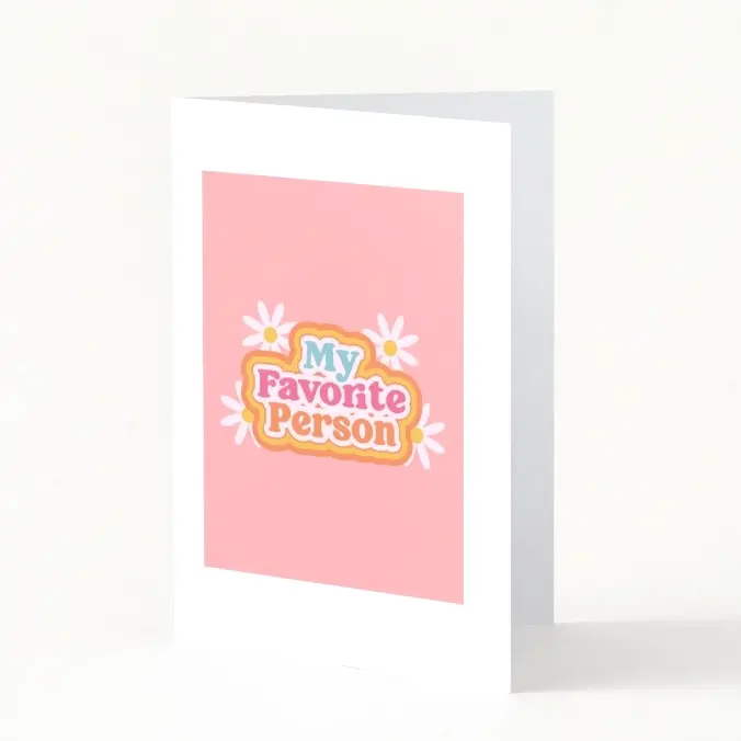 Carte My favorite person est une carte à offrir a sa personne préférée elle est de couleur rosé