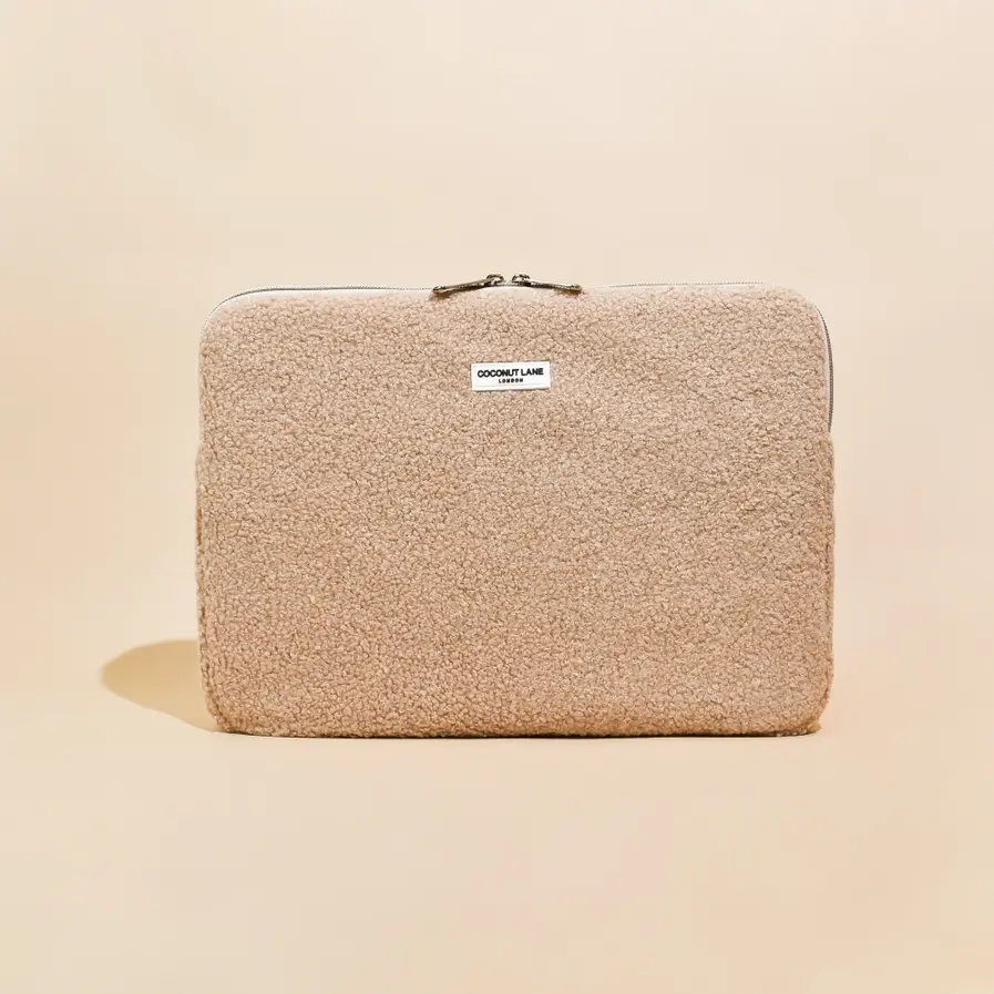 Housse pour ordinateur, ipad beige effet molletonné