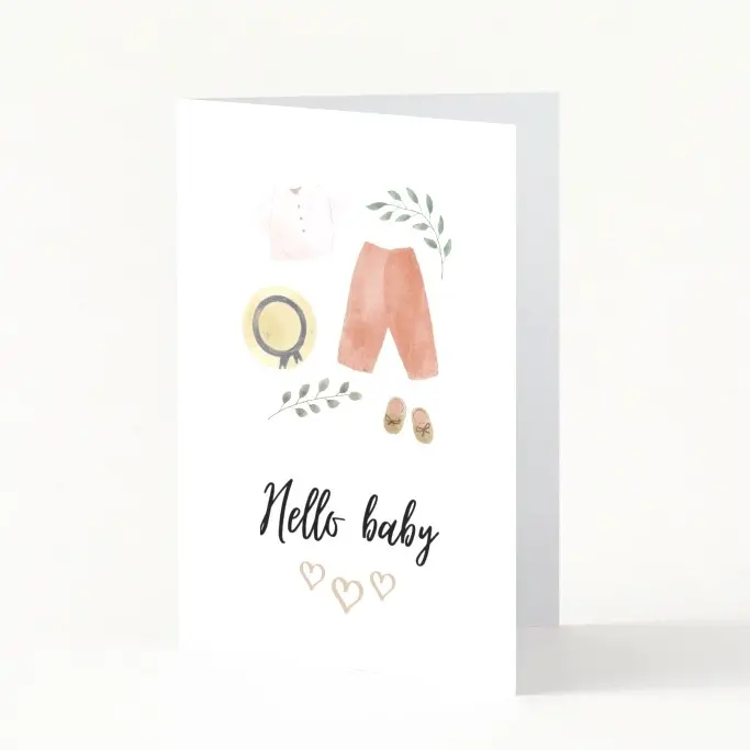 carte naissance hello baby, tenue d'été