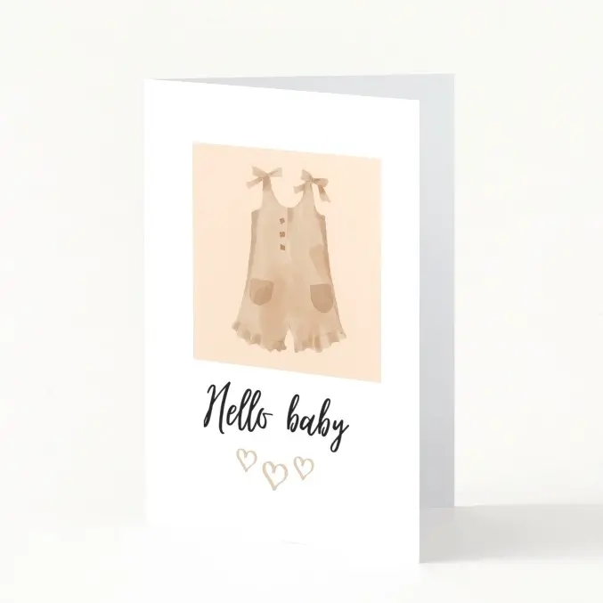 Carte Hello baby beige, fille