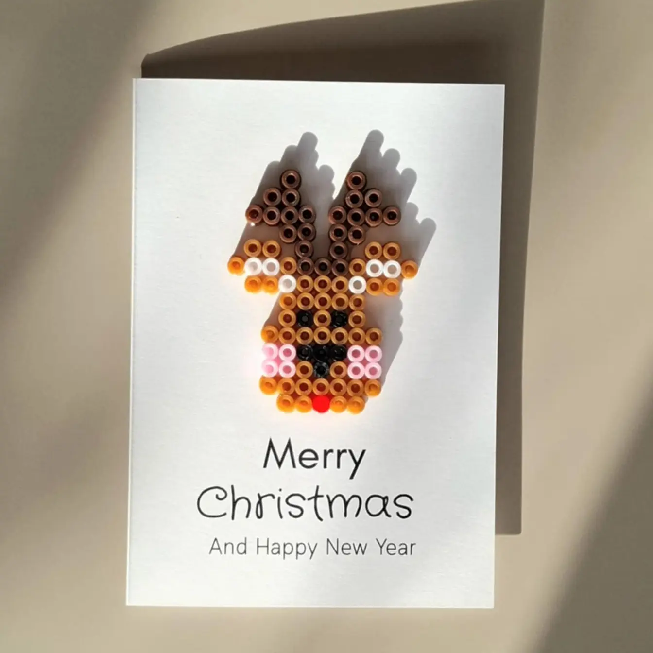 Carte Renne De Noël en perle