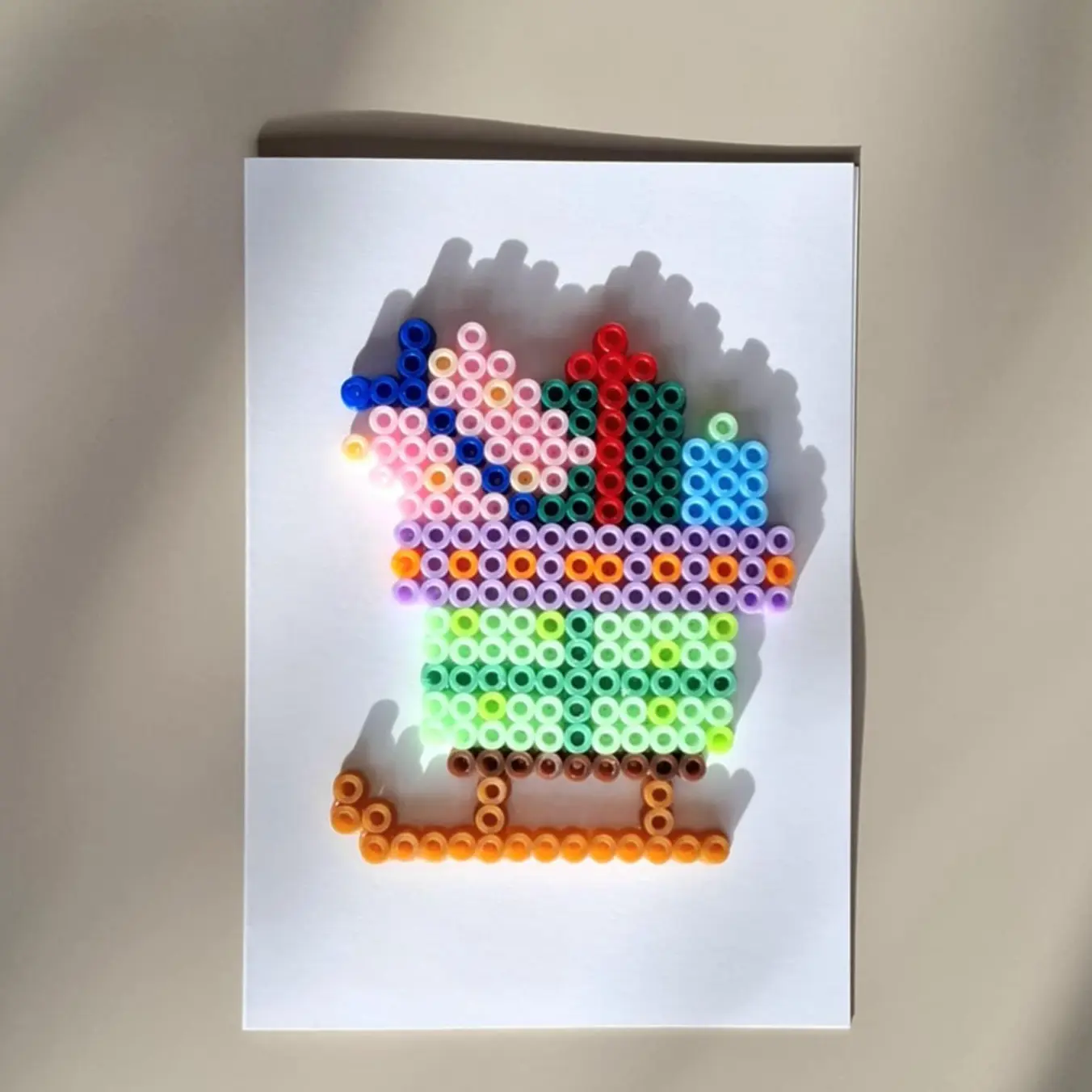 Carte Luge de Cadeaux de Noël en perle à repasser