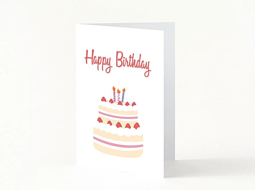 Carte Happy Birthday, gros gâteau